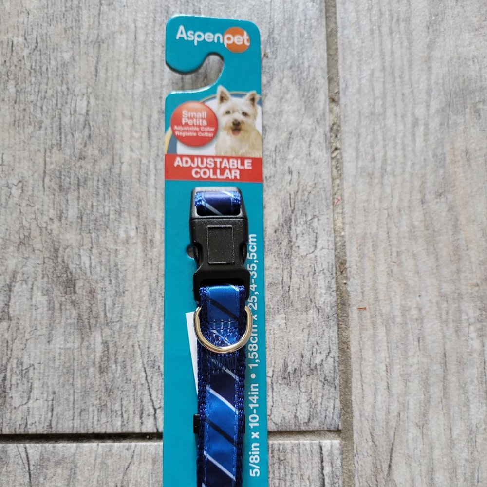 Blue Striped Dog Collar for Small Dogs